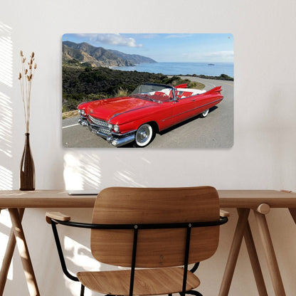 Rectangular Tin Sign Metal Sign Decor 1959 Cadillac Series 62 Convertible