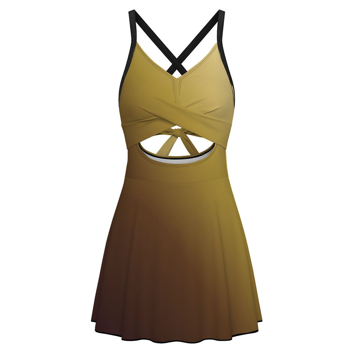 Cutout Swim Dress Tummy Control Swimsuit