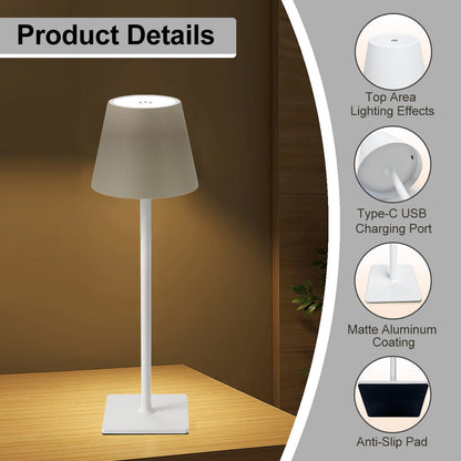 LED Cordless Table Lamp Silvergray