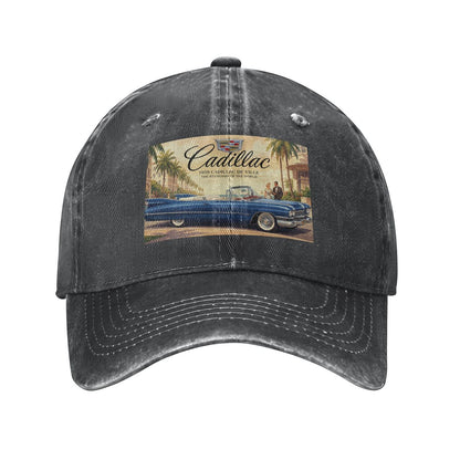 Unisex Washed Denim Baseball Cap Firefly1959 Cadillac De Ville, Blue