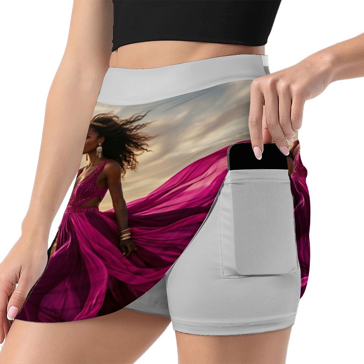 ALine Skort With Pocket Magenta LjusGrå