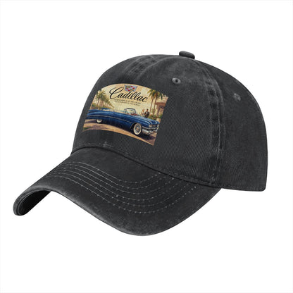 Unisex Washed Denim Baseball Cap Firefly1959 Cadillac De Ville, Blue