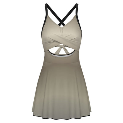 Cutout Swim Dress Tummy Control Swimsuit