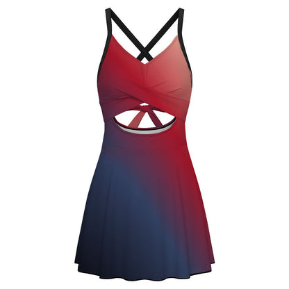 Cutout Swim Dress Tummy Control Swimsuit