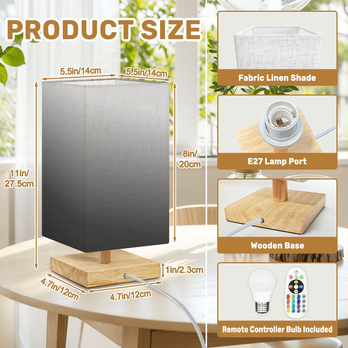 Square Table Lamp Grayscale