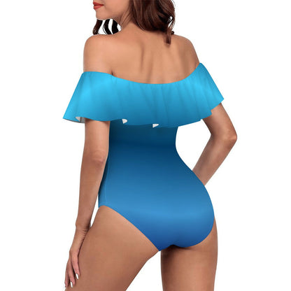 Off Shoulder Ruffle OnePiece Swimsuit