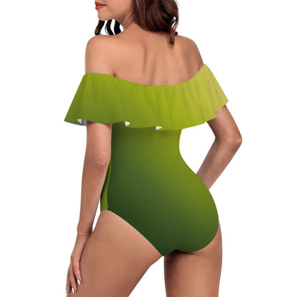Off Shoulder Ruffle OnePiece Swimsuit