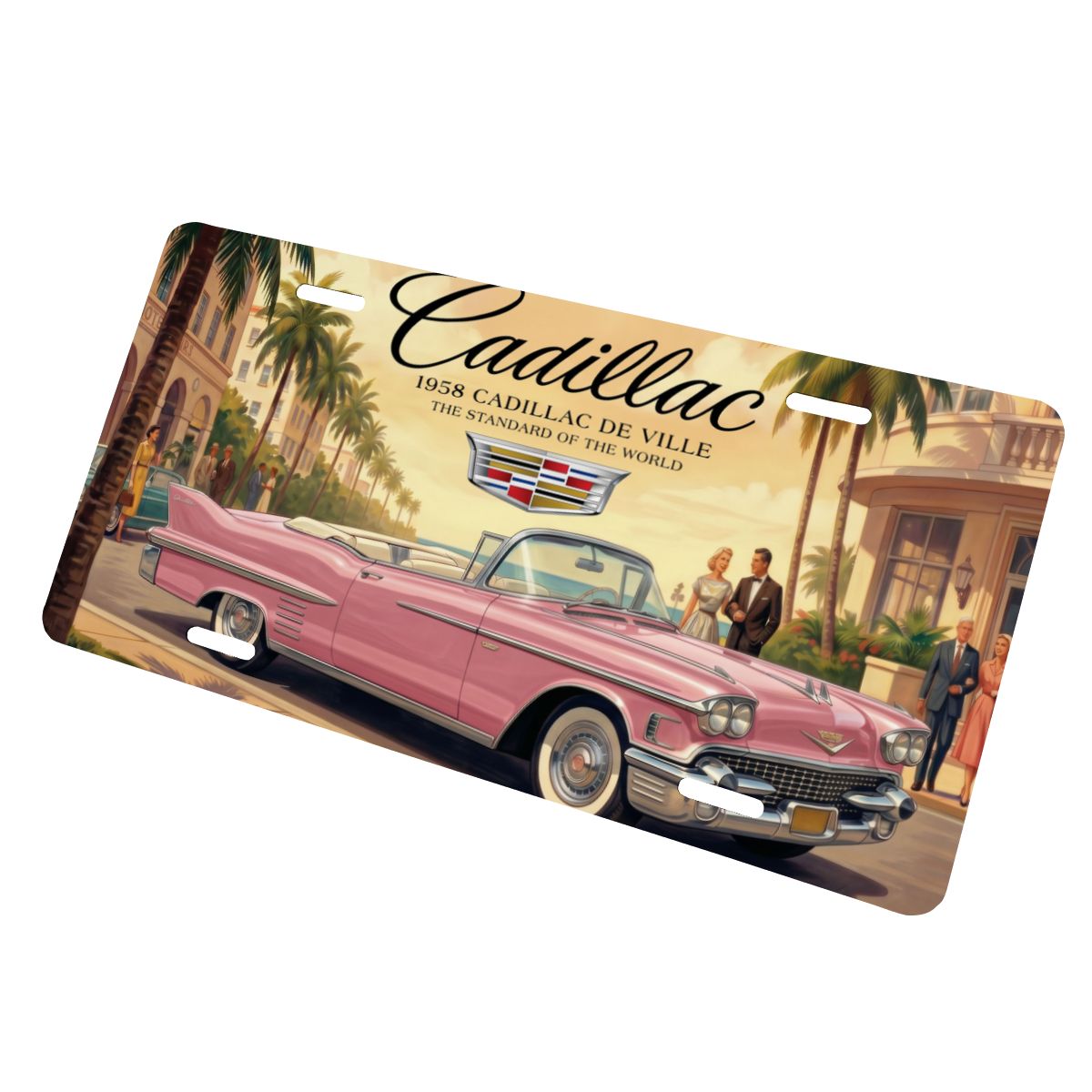 Aluminum License Plate 1958 Cadillac De Ville, Pink
