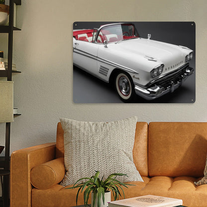 Rectangular Tin Sign Metal Sign Decor 1958 Pontiac Bonneville Convertible