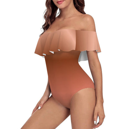 Off Shoulder Ruffle OnePiece Swimsuit