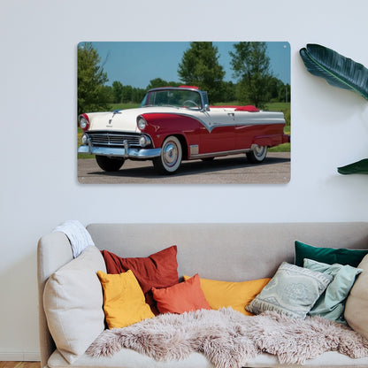 Rectangular Tin Sign Metal Sign Decor 1955 Ford Fairlane Convertible