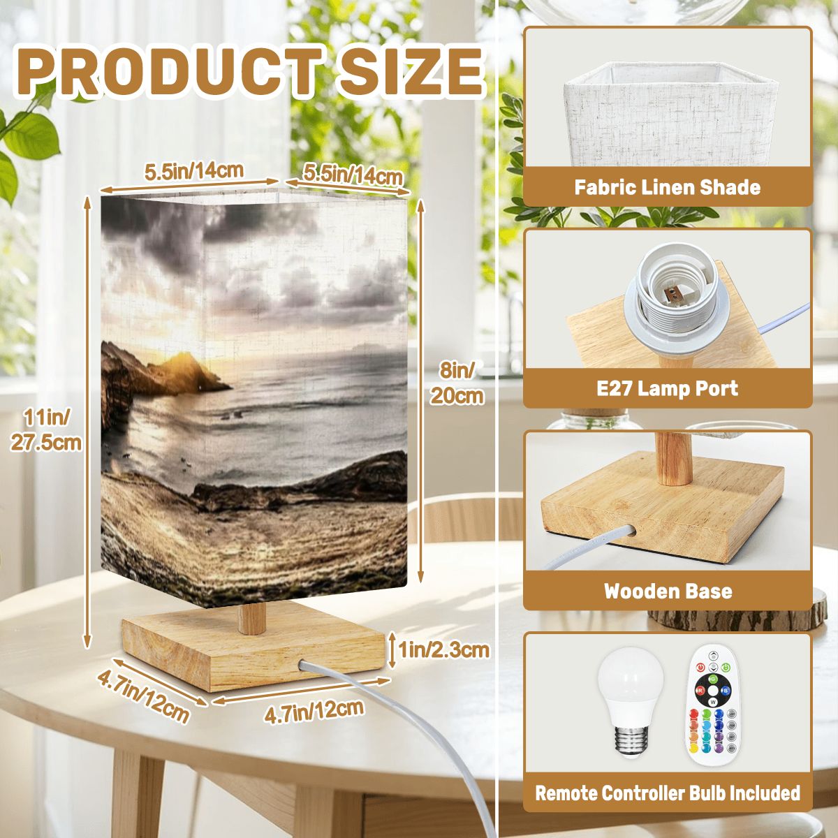 Square Table Lamp Sea Mountain