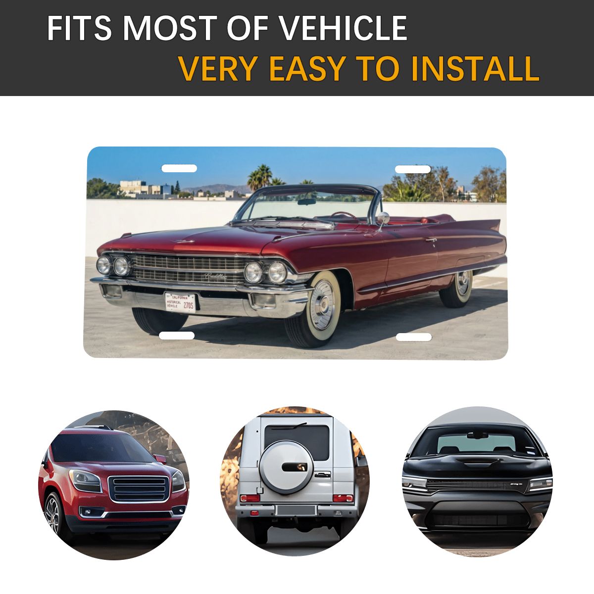 Aluminum License Plate 1962 Cadillac Series 62 Convertible