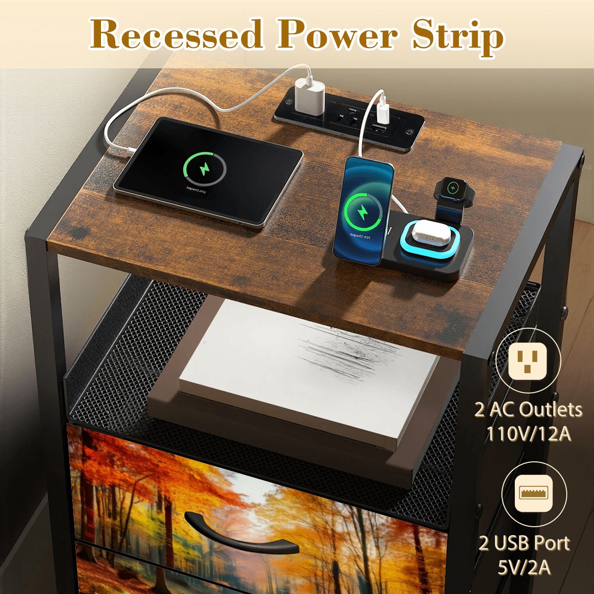 2Drawer Bedside Table 70