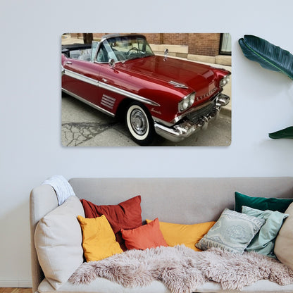 Rectangular Tin Sign Metal Sign Decor 1958 Pontiac Bonneville Convertible
