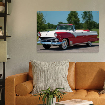 Rectangular Tin Sign Metal Sign Decor 1955 Ford Fairlane Convertible