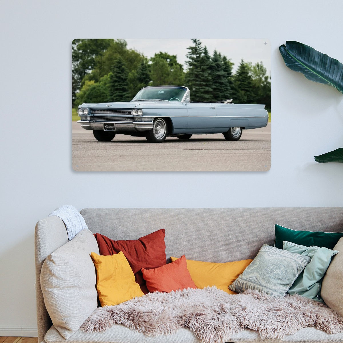 Rectangular Tin Sign Metal Sign Decor 1964 Cadillac Series 62 Convertible