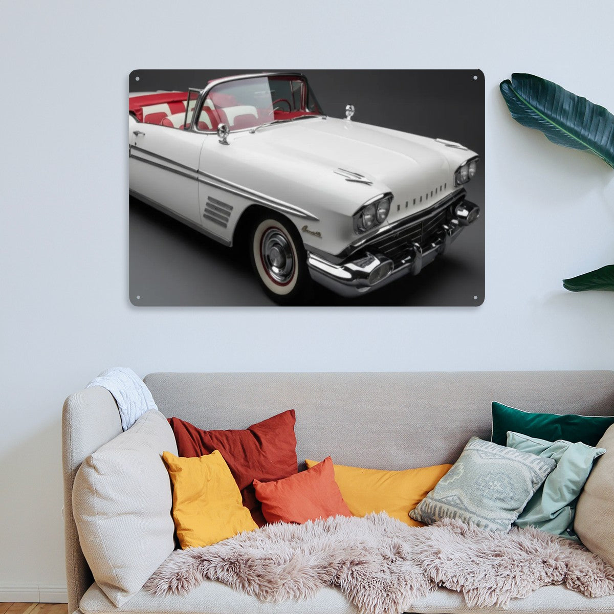 Rectangular Tin Sign Metal Sign Decor 1958 Pontiac Bonneville Convertible