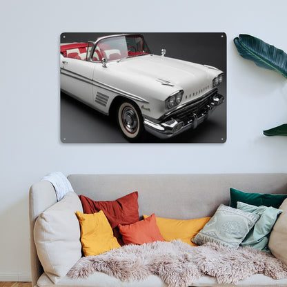 Rectangular Tin Sign Metal Sign Decor 1958 Pontiac Bonneville Convertible