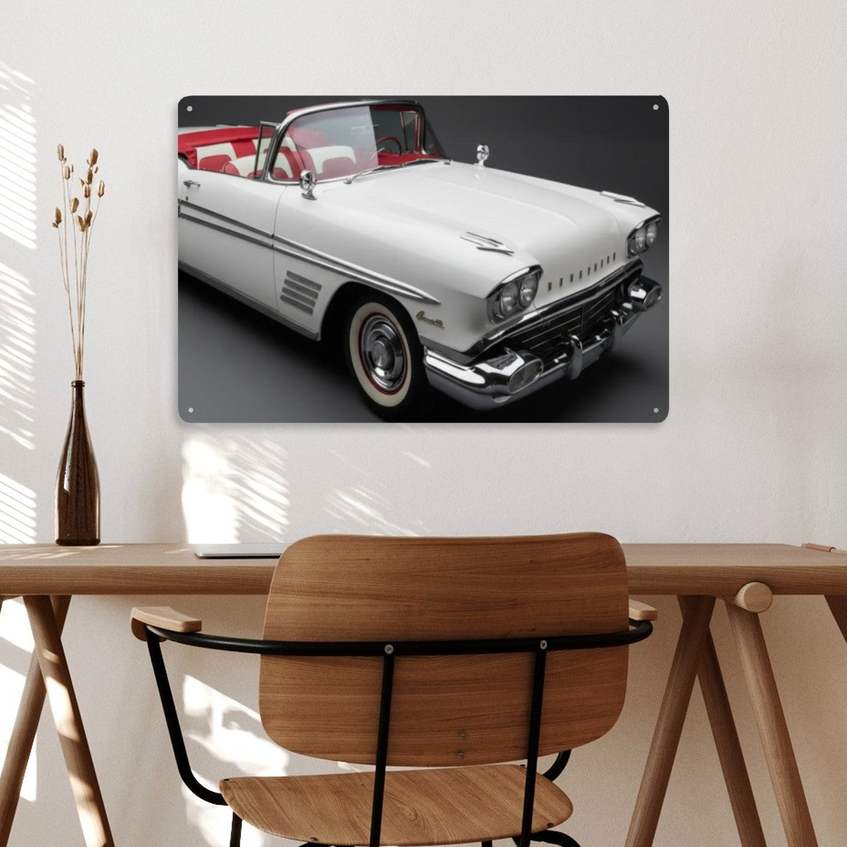 Rectangular Tin Sign Metal Sign Decor 1958 Pontiac Bonneville Convertible