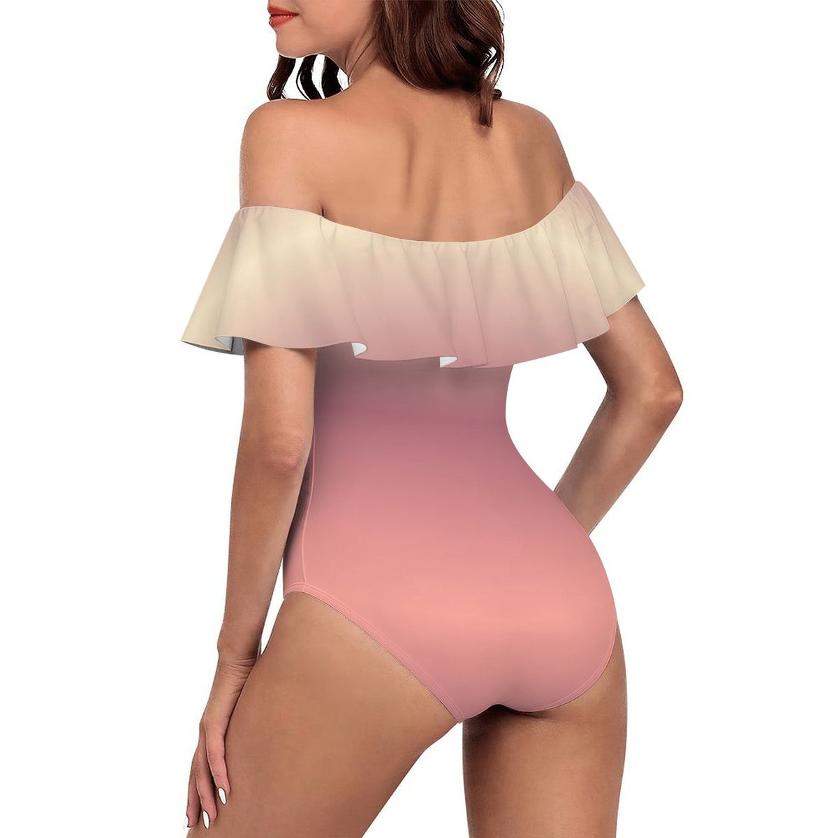Off Shoulder Ruffle OnePiece Swimsuit