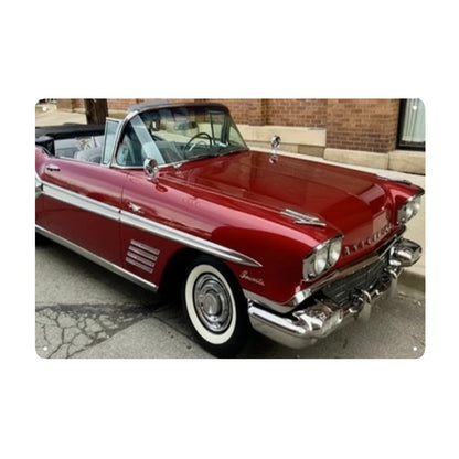 Rectangular Tin Sign Metal Sign Decor 1958 Pontiac Bonneville Convertible