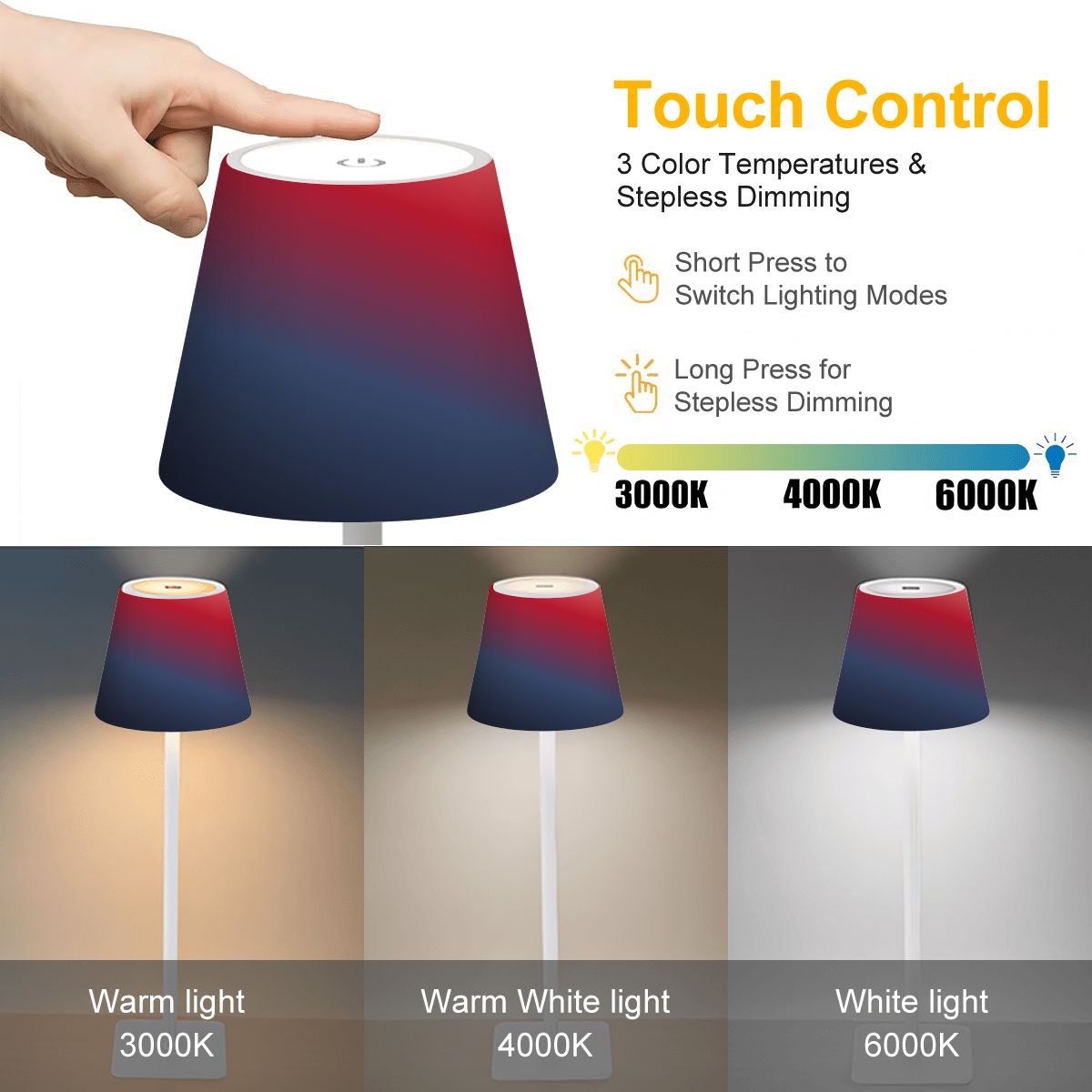LED Cordless Table Lamp Bluered