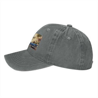 Unisex Washed Denim Baseball Cap Firefly1959 Cadillac De Ville, Blue