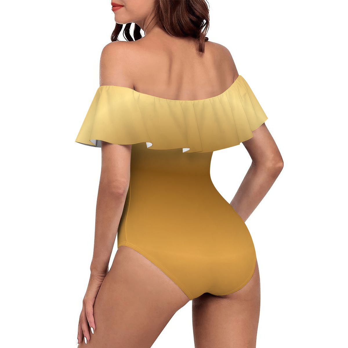 Off Shoulder Ruffle OnePiece Swimsuit