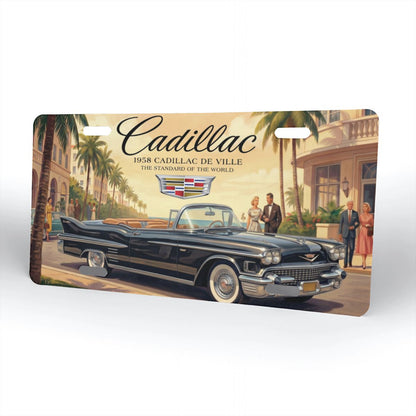 Aluminum License Plate 1958 Cadillac De Ville, Black