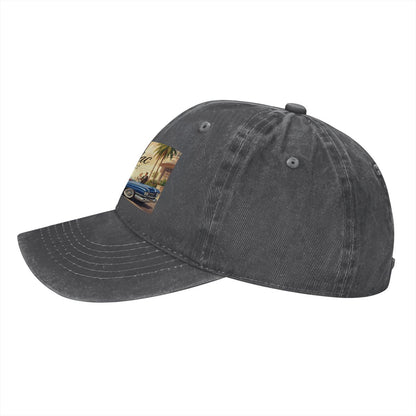 Unisex Washed Denim Baseball Cap Firefly1959 Cadillac De Ville, Blue