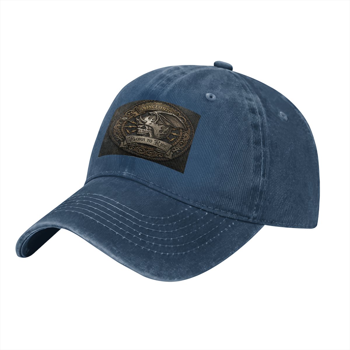 Unisex Washed Denim Baseball Cap BORN TO RIDE
