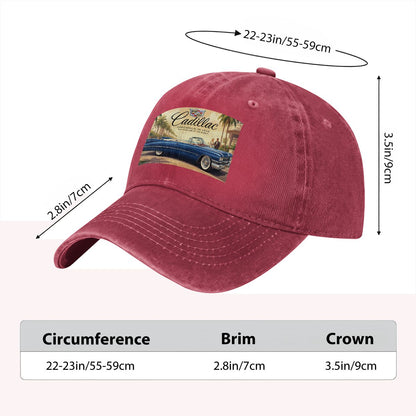 Unisex Washed Denim Baseball Cap Firefly1959 Cadillac De Ville, Blue