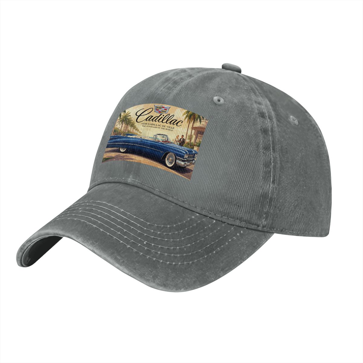 Unisex Washed Denim Baseball Cap Firefly1959 Cadillac De Ville, Blue