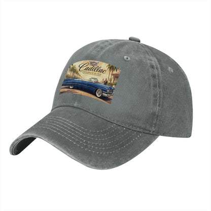 Unisex Washed Denim Baseball Cap Firefly1959 Cadillac De Ville, Blue