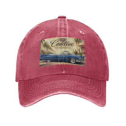 Unisex Washed Denim Baseball Cap Firefly1959 Cadillac De Ville, Blue