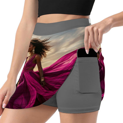 ALine Skort With Pocket Magenta Grå