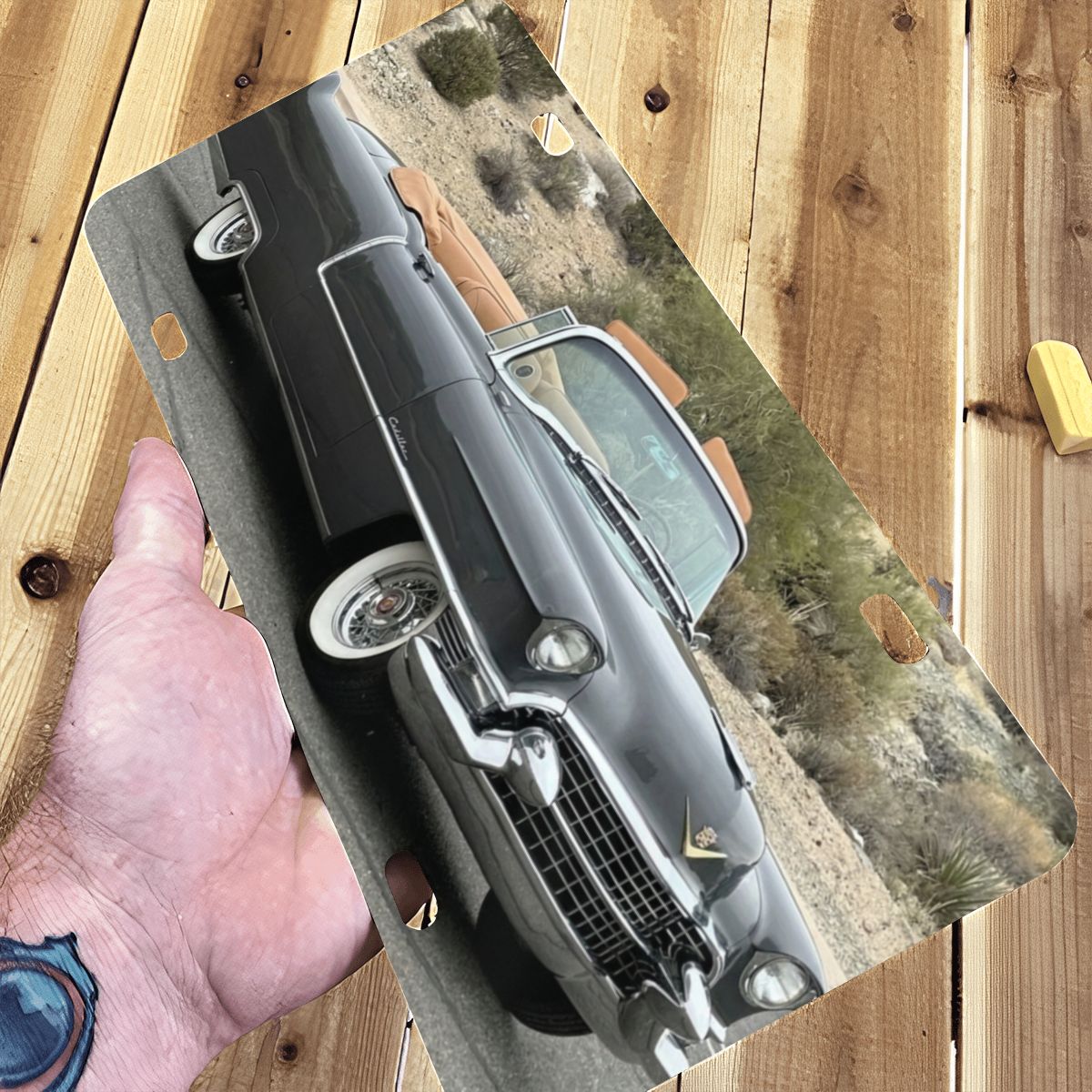 Aluminum License Plate 1955 Cadillac Series 62 Convertible