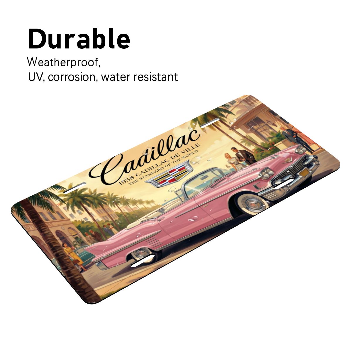 Aluminum License Plate 1958 Cadillac De Ville, Pink