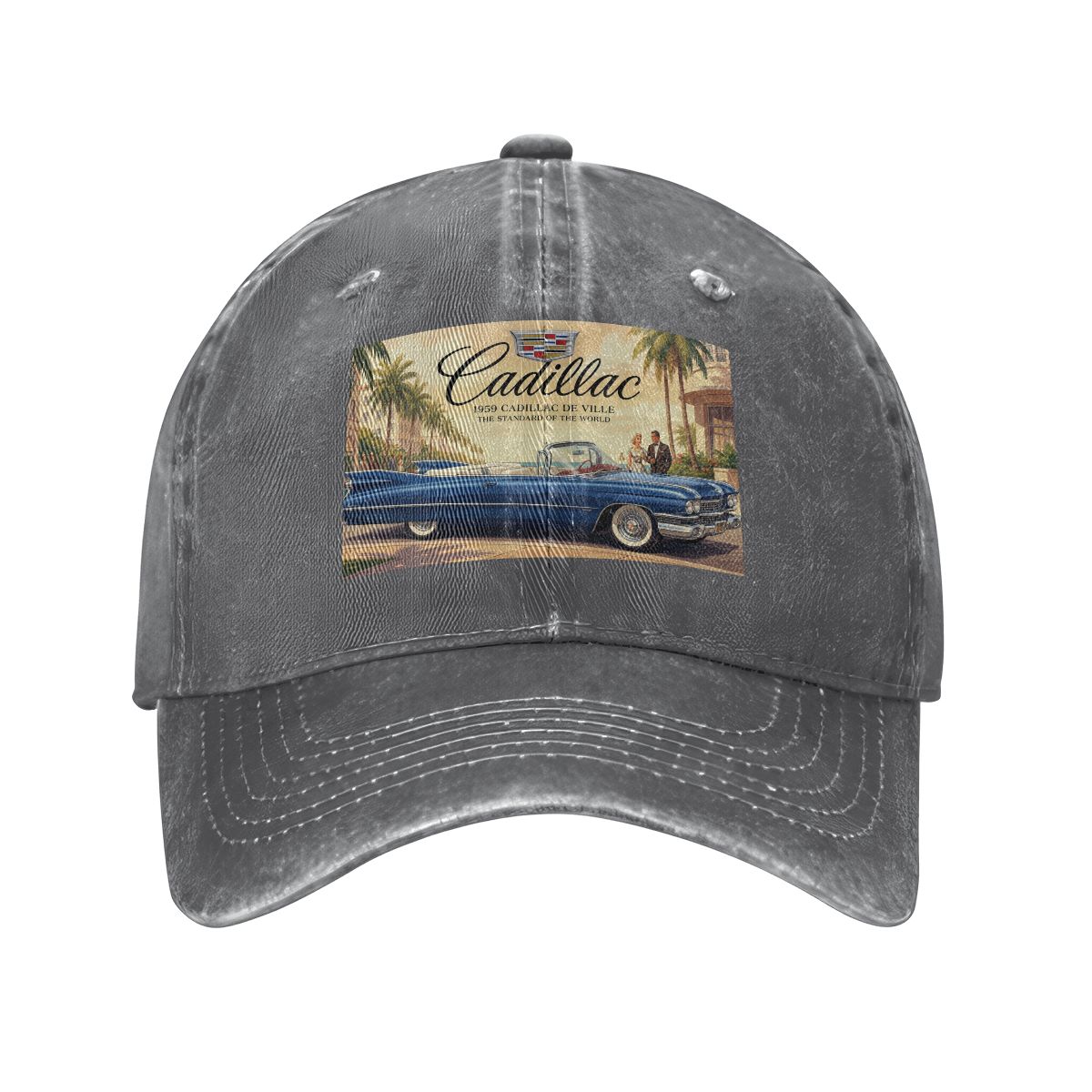 Unisex Washed Denim Baseball Cap Firefly1959 Cadillac De Ville, Blue