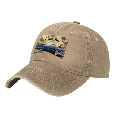 Unisex Washed Denim Baseball Cap Firefly1959 Cadillac De Ville, Blue
