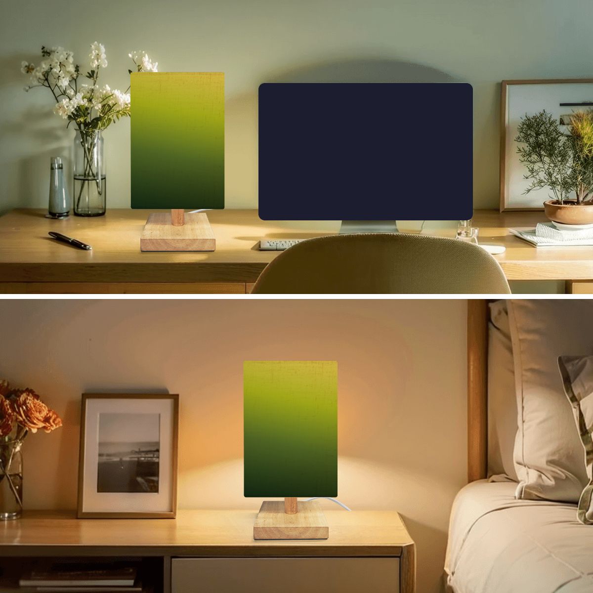 Square Table Lamp Green