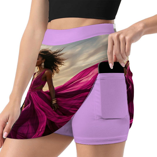 ALine Skort With Pocket Magenta/Ljus Lavendel