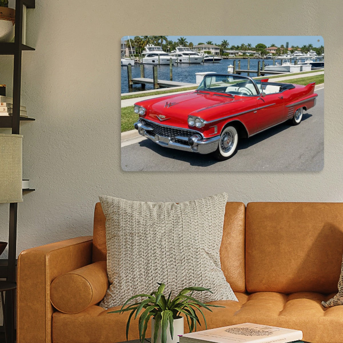 Rectangular Tin Sign Metal Sign Decor 1958 Cadillac Series 62 Convertible