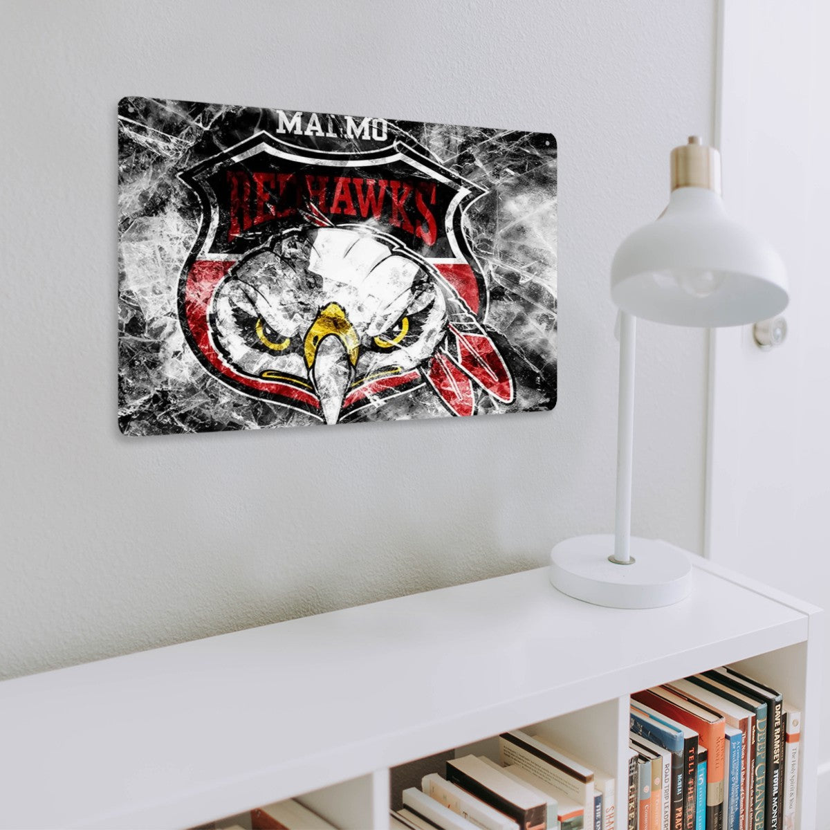 Rectangular Tin Sign Metal Sign Decor MALMÖ RED HAWKS
