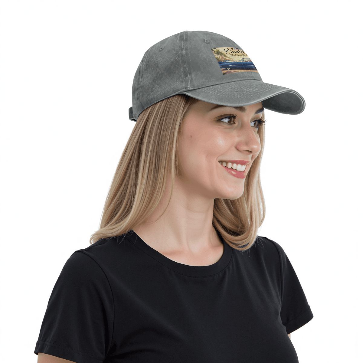 Unisex Washed Denim Baseball Cap Firefly1959 Cadillac De Ville, Blue