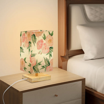 Square Table Lamp Pink Roses