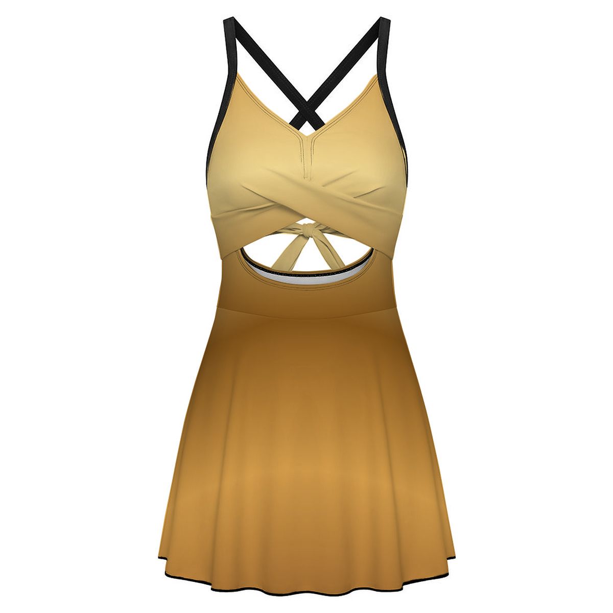 Cutout Swim Dress Tummy Control Swimsuit