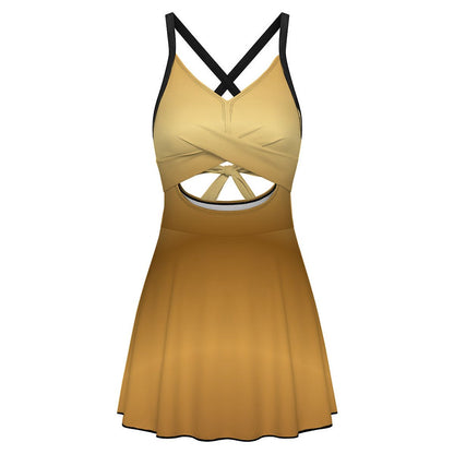 Cutout Swim Dress Tummy Control Swimsuit