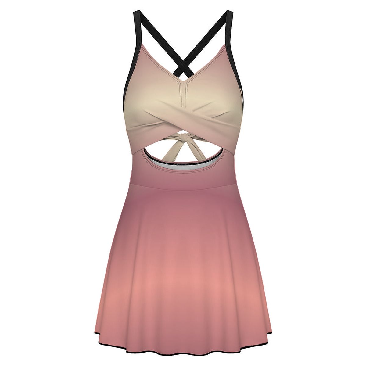 Cutout Swim Dress Tummy Control Swimsuit